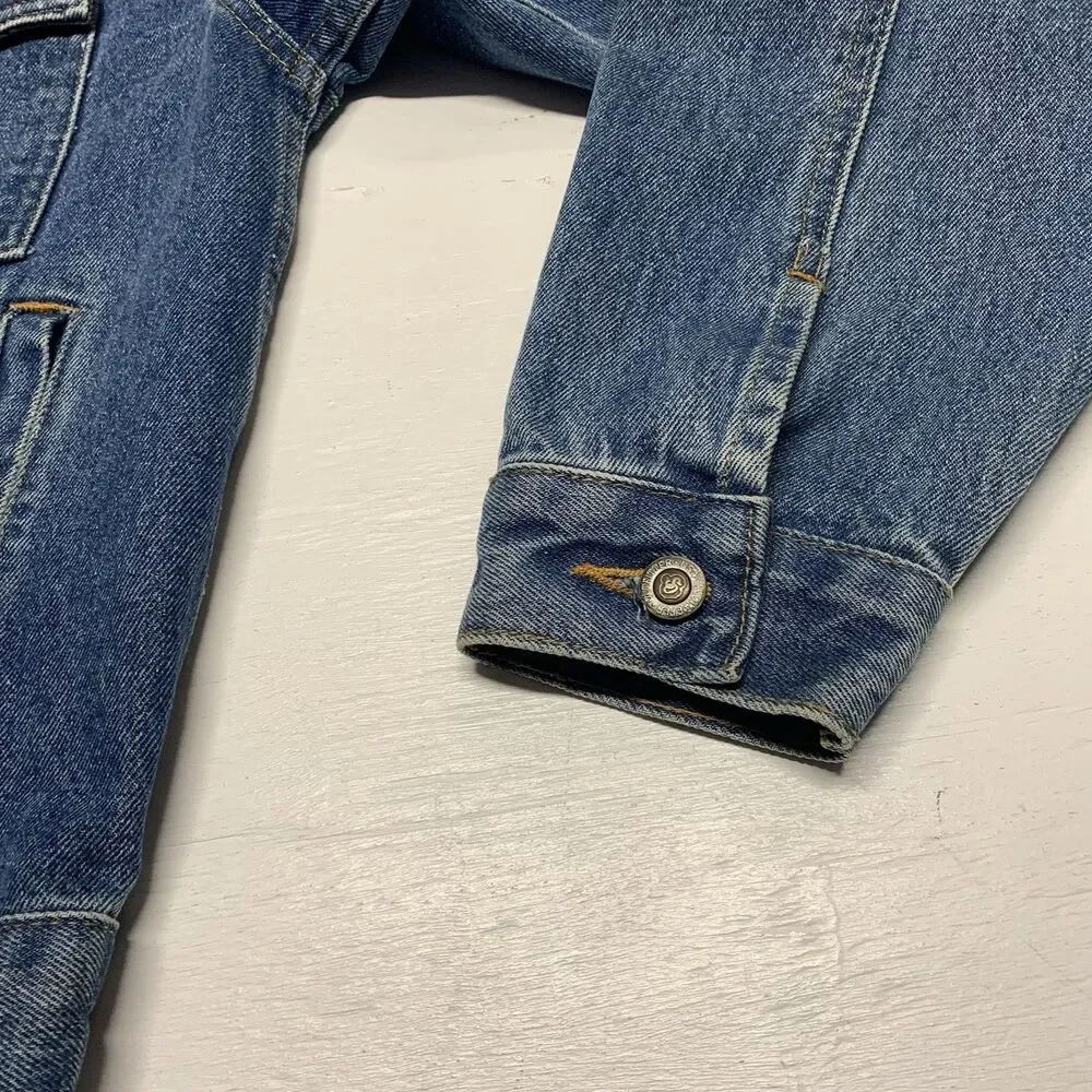 Schaefer Outfitter Legend Denim Jacket Made In USA Men Sz XL Custom Logo SPRUS